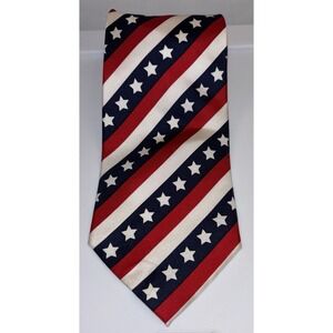 Wolf Mark Men's Tie 100% Silk Hand Made Stars & Stripes 4" Wide 58" Length